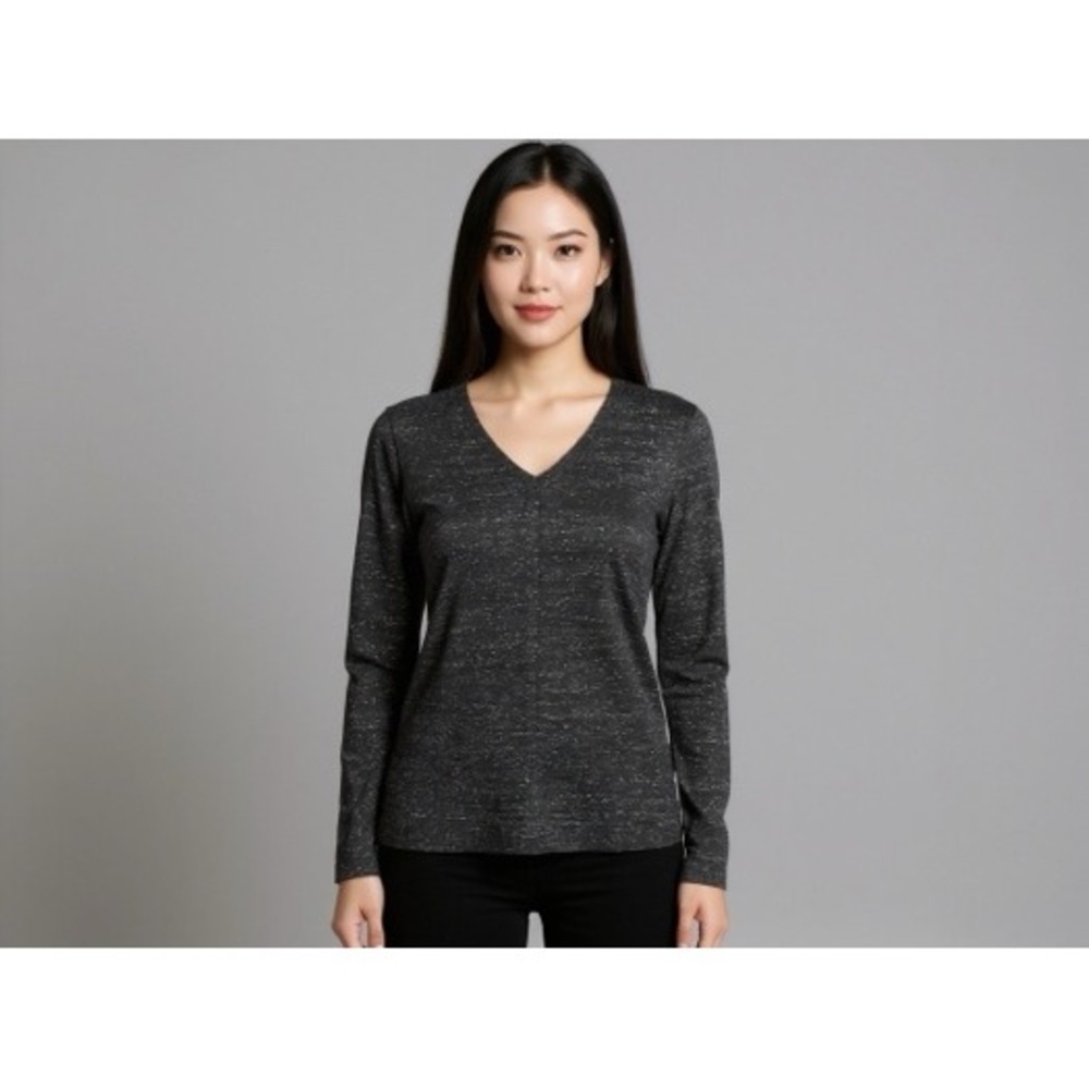 J. Jill Wearwear Grey V-Neck Long‎ Sleeve Top minimalist casual cute preppy chic